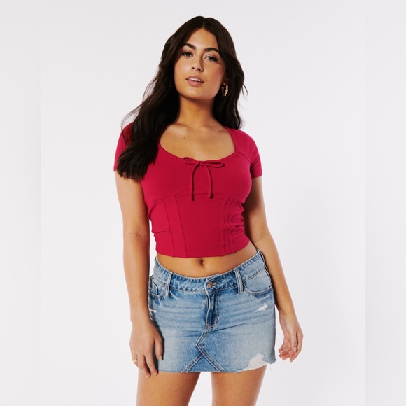 Hollister Tops Nwt Hollister Seamed Cinch Top In Red Xxs Poshmark